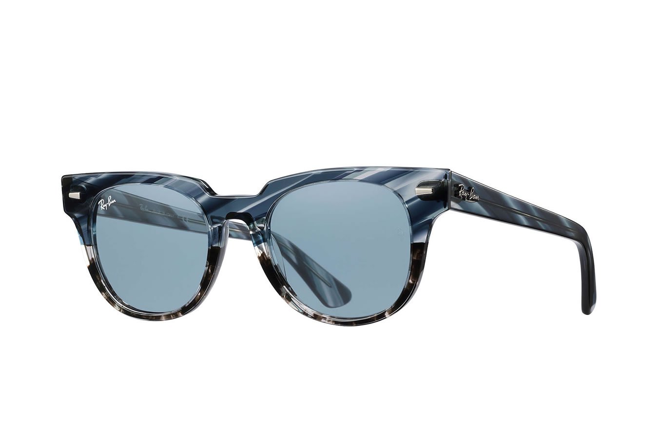 RAY BAN Meteor Striped Havana with Blue Gradient Grey Frames with Blue Legend Lenses